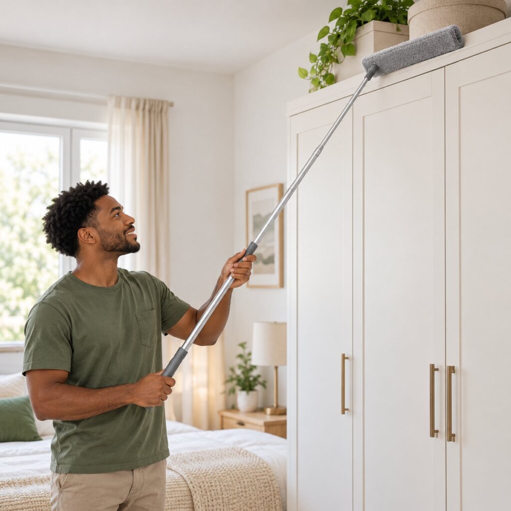 Plumeau télescopique Dépoussiérage Kloryn – dépoussiérage du haut d'une armoire